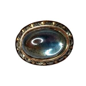 Antique Coro Jelly Belly Pin C Clasp Brooch Channel Set Stones Signed 1"